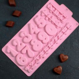 Форма для льда и шоколада «Цифры», 30,2×16 см, 28 ячеек, цвет МИКС