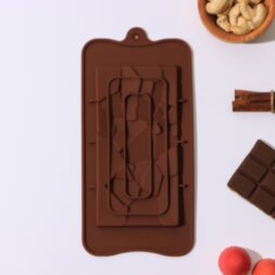 Форма для шоколада силиконовая Доляна «Дробленый шоколад», 21,2×10,6×1 см, цвет шоколадный