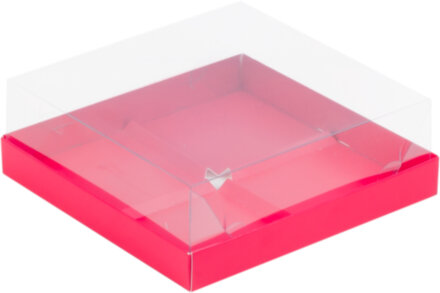 Коробка под муссовые пирожные с ПЛАСТ крышкой 170*170*60 мм. (4) ( розовая матовая)