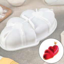 Форма для муссовых десертов и выпечки «Влюблённые сердца», 27×17 см, цвет белый