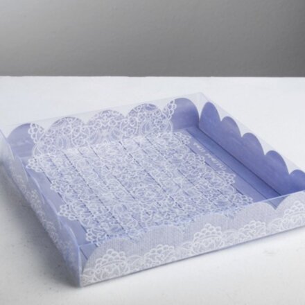 Коробка для кондитерских изделий с PVC-крышкой «Счастье есть», 18 × 18 × 3 см