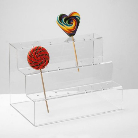 Подставка под леденцы 17*16,5*25, оргстекло 3мм, 3 ступеньки, вместимость на 24 штуки