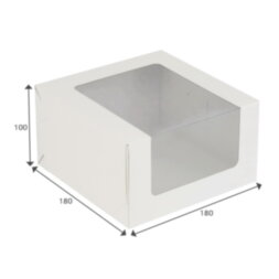 Коробка для торта с увеличенным окошком, 180*180*100 мм. (белая)