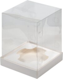 Коробка под торт и кулич с прозрачным куполом 150*150*200 (белая)