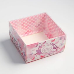 Коробка для кондитерских изделий с PVC крышкой «Приятных моментов», 12 х 6 х 11,5 см