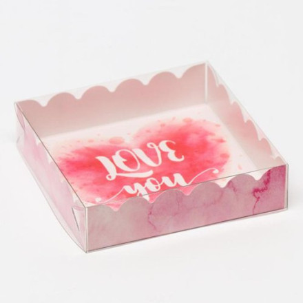 Коробочка для печенья с PVC крышкой, &quot;Любовь&quot;, 12 х 12 х 3 см