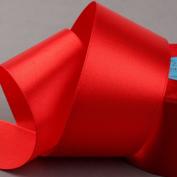Лента атласная, 50 мм × 33 ± 2 м, цвет красный №026