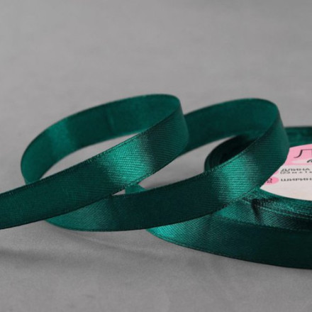Лента атласная, 12 мм × 23 ± 1 м, цвет изумрудный №140