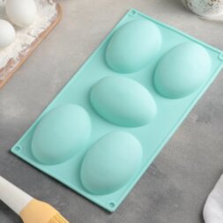 Форма для выпечки «Яйцо», 30×17,5 см, 5 ячеек (10×7×3,5 см), цвет МИКС