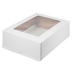 Коробка для торта с окном 300*400*120 мм (белая) гофрокартон (10шт)