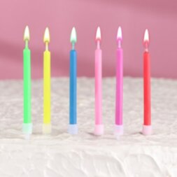 Набор свечей в торт 6 штук, с цветным пламенем