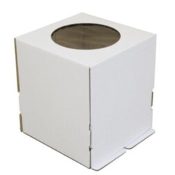 Коробка для торта с окошком, 240*240*300 мм (белая) гофрокартон (10шт)