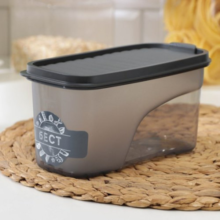 Ёмкость для сыпучих продуктов «Бест», 1 л, 9,5×19×9,5 см, цвет графитовый