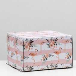 Кондитерская упаковка без окна &quot; Фламинго полосы &quot;, 30 х 30 х 19 см