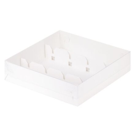 Коробка под кейк-попсы с пластиковой крышкой 200*200*50 мм (белая)