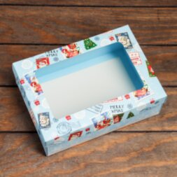 Коробка складная, крышка-дно, с окном &quot;Новогодний подарок &quot; 24 х 17 х 8 см