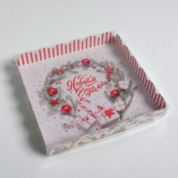 Коробка для кондитерских изделий с PVC крышкой «С Новым годом!», 21 × 21 × 3 см