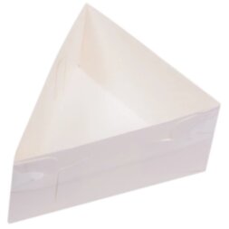 Коробка под кусочек торта с пластиковой крышкой треугольная 140*140*120*70 мм (белая) (упак.50шт)