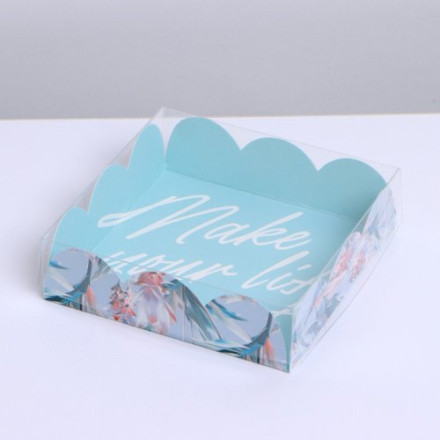 Коробка для кондитерских изделий с PVC крышкой «Make your life sweet», 10,5 × 10,5 × 3 см
