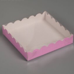 Коробочка для печенья с PVC крышкой, сиреневая, 15 х 15 х 3 см
