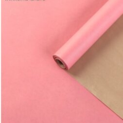 Бумага упаковочная крафт, двусторонняя, Розовый+Золото, 0.72 х 10 м, 50 гр/м²