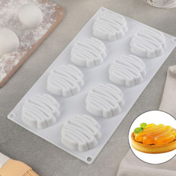 Форма для муссовых десертов и выпечки Доляна «Куше», 30×17×1,7 см, 8 ячеек, 6×1,5 см