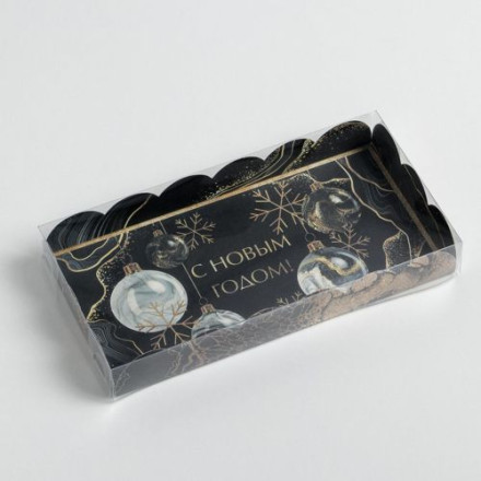 Коробка для кондитерских изделий с PVC крышкой «Снежинка», 10.5 × 21 × 3 см