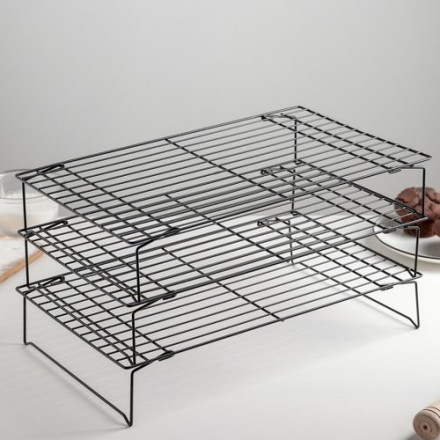 Решётка, 3 яруса, 40,5×25 см, цвет чёрный