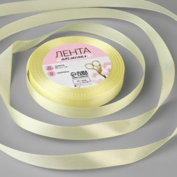 Лента атласная, 12 мм × 23 ± 1 м, цвет ванильный №09