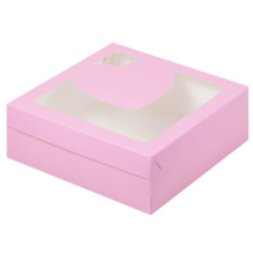 Коробка для зефира с окошком и вставкой сердце &quot;Розовая-матовая&quot; 200*200*70