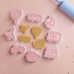 Набор форм для печенья Доляна «Транспорт», 8 предметов, цвет розовый