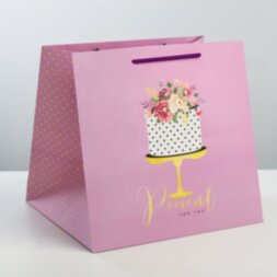 Квадратный пакет «Подарок для тебя», 30 × 30 × 30 см