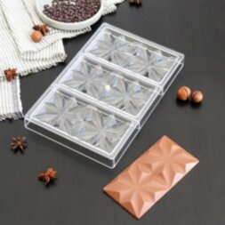 Форма для шоколада и конфет «Зенит», 3 ячейки, 27,5×17,5×2,5 см, ячейка 15,3×7,5×0,8