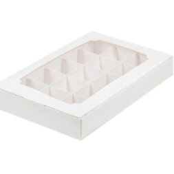 Коробка для конфет цельная с вклеенным окном 255*165*35 (15) (белая)