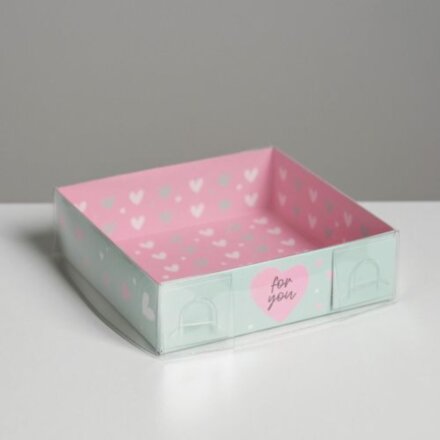 Коробка для кондитерских изделий с PVC крышкой For you, 12 х 12 х 3 см