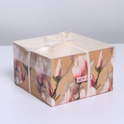 Коробка для капкейка «Магнолии», 16 × 16 × 10 см