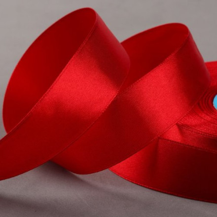 Лента атласная, 25 мм × 33 ± 2 м, цвет красный №065