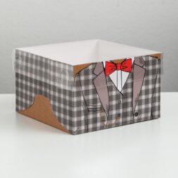 Коробка для капкейка «Настоящему мужчине», 16 × 16 × 10 см
