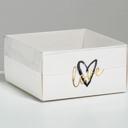 Коробка для кондитерских изделий с PVC крышкой Love, 12 х 6 х 11,5 см