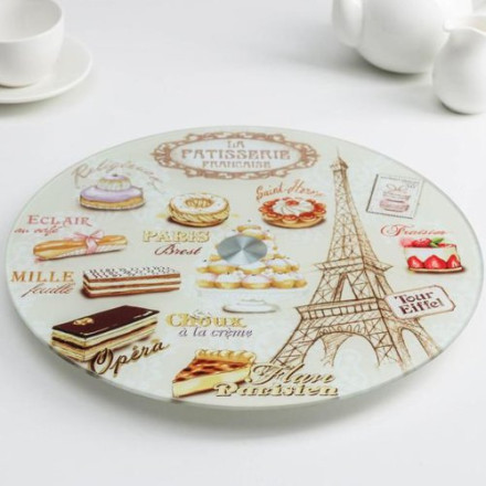 Подставка для торта вращающаяся «Розы на черном», d=32 см