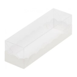 Коробка для макарон с пластиковой крышкой 190*55*55 мм (1) (белая)