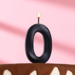 Свеча в торт &quot;Грань&quot;, цифра 0, черный металлик, 7.8 см