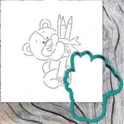 Трафарет+форма «Мишка с карандашами 2»