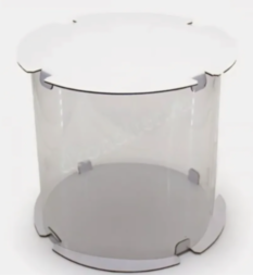 Коробка для торта прозрачная ТУБУС диам.300мм выс.250мм (белая/золото)