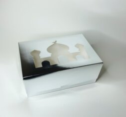 Коробка для капкейков тематическая с крышкой 235*160*100 (6) серебро