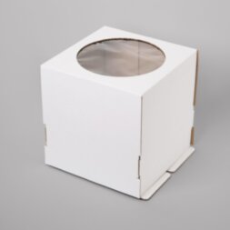 Коробка для торта с окошком, 240*240*240 мм (белая) гофрокартон