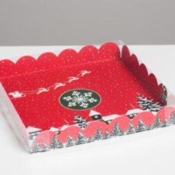 Коробка для кондитерских изделий с PVC крышкой «Вкусности», 21 × 21 × 3 см