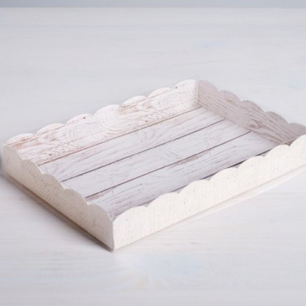 Коробка для кондитерских изделий с PVC-крышкой «Вкусно», 22 × 15 × 3 см