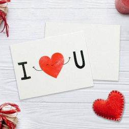 Открытка-мини «I LOVE YOU», сердечко, 8 х 6см