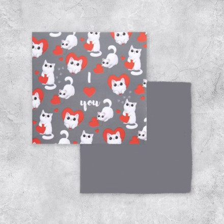 Открытка-мини I Love you,котята, 7 х 7см